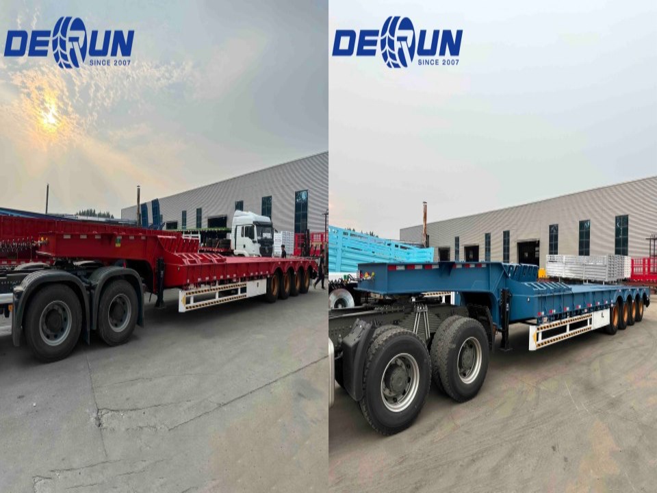 Derun 4 Axle Lowbed semi trailer framgångsrik på väg mot hamnen